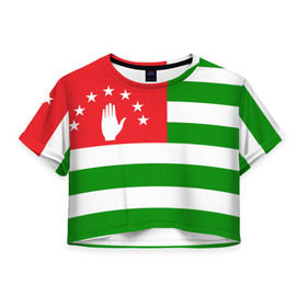 Женская футболка 3D укороченная с принтом Абхазия , 100% полиэстер | круглая горловина, длина футболки до линии талии, рукава с отворотами | кавказ | море | республика | россия