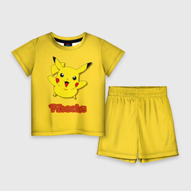 Детский костюм с шортами 3D с принтом Pikachu ,  |  | pikachu | pokeboll | pokemon | пикачу | покеболл | покемон