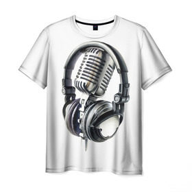 Мужская футболка 3D с принтом Диджей , 100% полиэфир | прямой крой, круглый вырез горловины, длина до линии бедер | dj | klub | music | диджей | клуб | микрофон | музыка | наушники