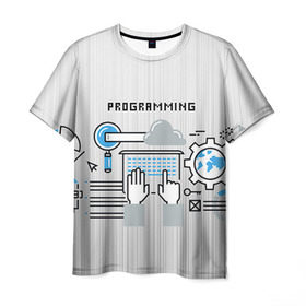 Мужская футболка 3D с принтом Программирование 2 , 100% полиэфир | прямой крой, круглый вырез горловины, длина до линии бедер | Тематика изображения на принте: день программиста | код | подарок | праздник | программист