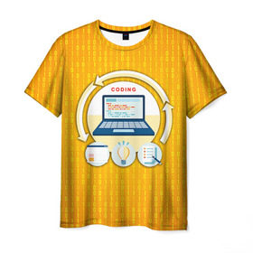 Мужская футболка 3D с принтом Программирование 3 , 100% полиэфир | прямой крой, круглый вырез горловины, длина до линии бедер | Тематика изображения на принте: день программиста | код | подарок | праздник | программист