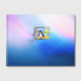 Альбом для рисования с принтом Linux , 100% бумага
 | матовая бумага, плотность 200 мг. | день программиста | код | подарок | праздник | программист