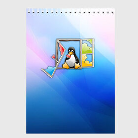 Скетчбук с принтом Linux , 100% бумага
 | 48 листов, плотность листов — 100 г/м2, плотность картонной обложки — 250 г/м2. Листы скреплены сверху удобной пружинной спиралью | день программиста | код | подарок | праздник | программист