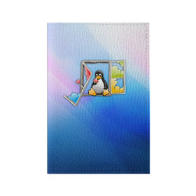 Обложка для паспорта матовая кожа с принтом Linux , натуральная матовая кожа | размер 19,3 х 13,7 см; прозрачные пластиковые крепления | день программиста | код | подарок | праздник | программист