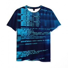 Мужская футболка 3D с принтом Программирование 6 , 100% полиэфир | прямой крой, круглый вырез горловины, длина до линии бедер | Тематика изображения на принте: день программиста | код | подарок | праздник | программист