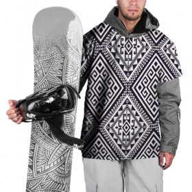 Накидка на куртку 3D с принтом Тартан , 100% полиэстер |  | орнамент | черно белый | этно