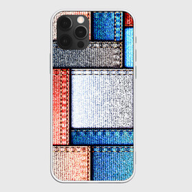 Чехол для iPhone 12 Pro с принтом Джинсовый стиль , силикон | область печати: задняя сторона чехла, без боковых панелей | заплатки | разноцветный | текстура | ткань