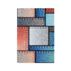 Обложка для паспорта матовая кожа с принтом Джинсовый стиль , натуральная матовая кожа | размер 19,3 х 13,7 см; прозрачные пластиковые крепления | заплатки | разноцветный | текстура | ткань