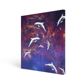 Холст квадратный с принтом Дельфин , 100% ПВХ |  | Тематика изображения на принте: дельфин | космос