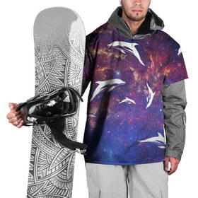 Накидка на куртку 3D с принтом Дельфин , 100% полиэстер |  | Тематика изображения на принте: дельфин | космос