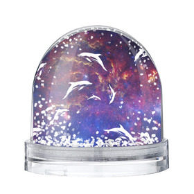 Снежный шар с принтом Дельфин , Пластик | Изображение внутри шара печатается на глянцевой фотобумаге с двух сторон | дельфин | космос