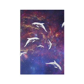 Обложка для паспорта матовая кожа с принтом Дельфин , натуральная матовая кожа | размер 19,3 х 13,7 см; прозрачные пластиковые крепления | Тематика изображения на принте: дельфин | космос