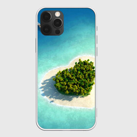 Чехол для iPhone 12 Pro с принтом Остров , силикон | область печати: задняя сторона чехла, без боковых панелей | вода | дерево | лето | море | океан | остров | пальмы | песок | сердечко | сердце | синий
