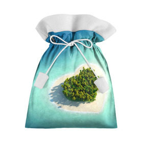 Подарочный 3D мешок с принтом Остров , 100% полиэстер | Размер: 29*39 см | вода | дерево | лето | море | океан | остров | пальмы | песок | сердечко | сердце | синий