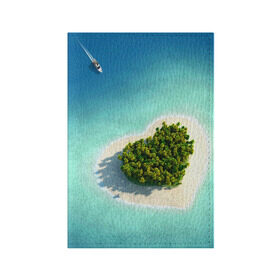 Обложка для паспорта матовая кожа с принтом Остров , натуральная матовая кожа | размер 19,3 х 13,7 см; прозрачные пластиковые крепления | вода | дерево | лето | море | океан | остров | пальмы | песок | сердечко | сердце | синий