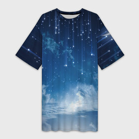 Платье-футболка 3D с принтом Звездное небо ,  |  | вселенная | галактика | звезды | небо | ночь