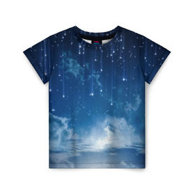 Детская футболка 3D с принтом Звездное небо , 100% гипоаллергенный полиэфир | прямой крой, круглый вырез горловины, длина до линии бедер, чуть спущенное плечо, ткань немного тянется | вселенная | галактика | звезды | небо | ночь