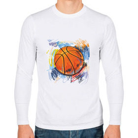 Мужской лонгслив хлопок с принтом Баскетбольный мяч в штрихах , 100% хлопок |  | Тематика изображения на принте: баскетбол | стилизация | штрихи
