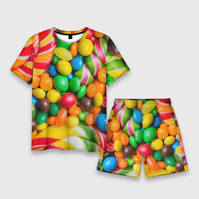 Мужской костюм с шортами 3D с принтом Сладкоежка ,  |  | Тематика изображения на принте: вкуснотища | вкусняшки | глазурь | жевачка | карамель | карамельки | конфетки | конфеты | леденец | мармеладки | сахар | сладости