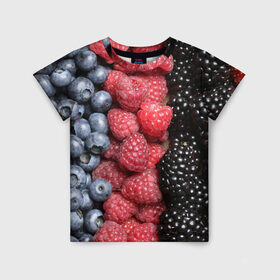 Детская футболка 3D с принтом Сочные ягоды , 100% гипоаллергенный полиэфир | прямой крой, круглый вырез горловины, длина до линии бедер, чуть спущенное плечо, ткань немного тянется | Тематика изображения на принте: богатый урожай | брусника | ерга | земляника | клубника | клюква | малина | морожка | облепиха | рябина | смородина | сок | сочные плоды | фрукты | черника | черноплодка | шиповник | ягоды