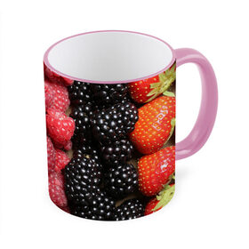 Кружка 3D с принтом Сочные ягоды , керамика | ёмкость 330 мл | Тематика изображения на принте: богатый урожай | брусника | ерга | земляника | клубника | клюква | малина | морожка | облепиха | рябина | смородина | сок | сочные плоды | фрукты | черника | черноплодка | шиповник | ягоды