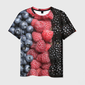 Мужская футболка 3D с принтом Сочные ягоды , 100% полиэфир | прямой крой, круглый вырез горловины, длина до линии бедер | Тематика изображения на принте: богатый урожай | брусника | ерга | земляника | клубника | клюква | малина | морожка | облепиха | рябина | смородина | сок | сочные плоды | фрукты | черника | черноплодка | шиповник | ягоды