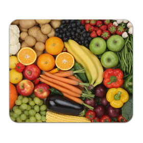 Коврик прямоугольный с принтом Овощи и фрукты , натуральный каучук | размер 230 х 185 мм; запечатка лицевой стороны | Тематика изображения на принте: апельсин | баклажан | банан | картофель | клубника | кукуруза | морковь | овощи | перец | фрукты | яблоки