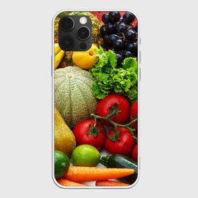 Чехол для iPhone 12 Pro Max с принтом Богатый урожай , Силикон |  | апельсин | баклажан | банан | богатый урожай | виноград | горох | еда | кабачок | капуста | картофель | лимон | морковь | овощи | огурец | перец | персик | помидор | слива | сочные плоды | томат | тыква