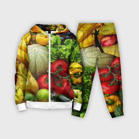 Детский костюм 3D с принтом Богатый урожай ,  |  | Тематика изображения на принте: апельсин | баклажан | банан | богатый урожай | виноград | горох | еда | кабачок | капуста | картофель | лимон | морковь | овощи | огурец | перец | персик | помидор | слива | сочные плоды | томат | тыква