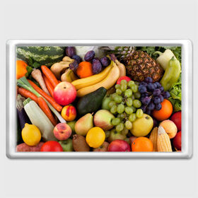Магнит 45*70 с принтом Спелые фрукты , Пластик | Размер: 78*52 мм; Размер печати: 70*45 | ананас | арбуз | банан | богатый урожай | виноград | горох | груша | еда | капуста | картофель | лук | морковь | овощи | огурец | перец | персик | слива | сочные плоды | томат | фасоль | фрукты | яблоко