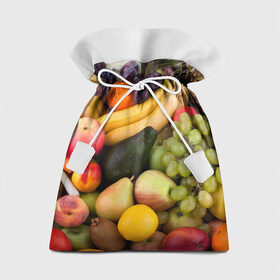 Подарочный 3D мешок с принтом Спелые фрукты , 100% полиэстер | Размер: 29*39 см | ананас | арбуз | банан | богатый урожай | виноград | горох | груша | еда | капуста | картофель | лук | морковь | овощи | огурец | перец | персик | слива | сочные плоды | томат | фасоль | фрукты | яблоко