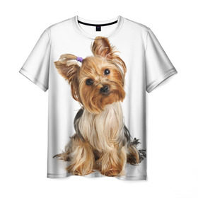 Мужская футболка 3D с принтом Красотка , 100% полиэфир | прямой крой, круглый вырез горловины, длина до линии бедер | Тематика изображения на принте: fashion | животное | красавица | лучший друг | модница | няша | причёска | собака | собачка | щенок | щеночек