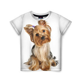Детская футболка 3D с принтом Красотка , 100% гипоаллергенный полиэфир | прямой крой, круглый вырез горловины, длина до линии бедер, чуть спущенное плечо, ткань немного тянется | fashion | животное | красавица | лучший друг | модница | няша | причёска | собака | собачка | щенок | щеночек