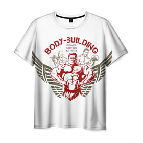 Мужская футболка 3D с принтом Body-building , 100% полиэфир | прямой крой, круглый вырез горловины, длина до линии бедер | gym | power | бодибилдинг | культуризм | сила | спорт | фитнес | штанга