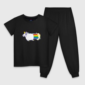 Детская пижама хлопок с принтом Радужный Единорожек , 100% хлопок |  брюки и футболка прямого кроя, без карманов, на брюках мягкая резинка на поясе и по низу штанин
 | Тематика изображения на принте: единорог | лошадь | радуга
