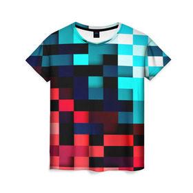 Женская футболка 3D с принтом Pixel Color , 100% полиэфир ( синтетическое хлопкоподобное полотно) | прямой крой, круглый вырез горловины, длина до линии бедер | 