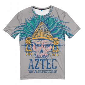 Мужская футболка 3D с принтом Aztec Warriors , 100% полиэфир | прямой крой, круглый вырез горловины, длина до линии бедер | античный | ацтеки | гранж | живопись | культура | майя | орнамент | ретро | старинный | элемент