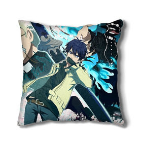 Подушка 3D с принтом Blue Exorcist , наволочка – 100% полиэстер, наполнитель – холлофайбер (легкий наполнитель, не вызывает аллергию). | состоит из подушки и наволочки. Наволочка на молнии, легко снимается для стирки | anime | ao no exorcist | blue exorcist | аниме | синий экзорцист | экзорцист