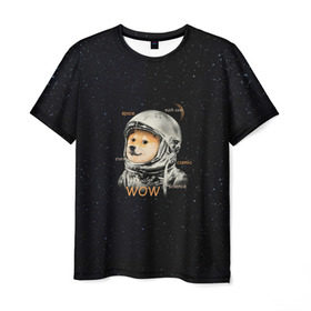 Мужская футболка 3D с принтом Doge , 100% полиэфир | прямой крой, круглый вырез горловины, длина до линии бедер | Тематика изображения на принте: dog | doge | mem | memes | space | wow | доге | космос | мемы | собака