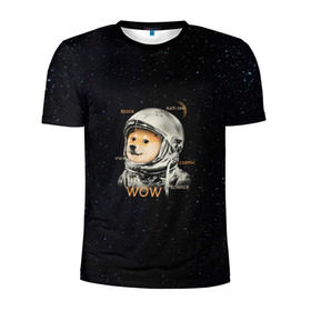Мужская футболка 3D спортивная с принтом Doge , 100% полиэстер с улучшенными характеристиками | приталенный силуэт, круглая горловина, широкие плечи, сужается к линии бедра | Тематика изображения на принте: dog | doge | mem | memes | space | wow | доге | космос | мемы | собака