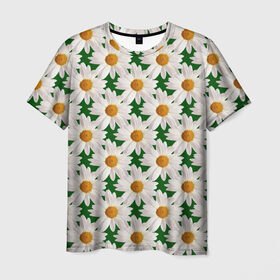 Мужская футболка 3D с принтом Ромашки , 100% полиэфир | прямой крой, круглый вырез горловины, длина до линии бедер | Тематика изображения на принте: лето | природа | цветы