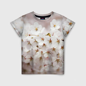 Детская футболка 3D с принтом Весеннее цветение , 100% гипоаллергенный полиэфир | прямой крой, круглый вырез горловины, длина до линии бедер, чуть спущенное плечо, ткань немного тянется | белый | весна | лепестки | прикольные картинки | цветочки | цветы