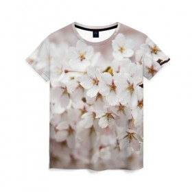 Женская футболка 3D с принтом Весеннее цветение , 100% полиэфир ( синтетическое хлопкоподобное полотно) | прямой крой, круглый вырез горловины, длина до линии бедер | белый | весна | лепестки | прикольные картинки | цветочки | цветы