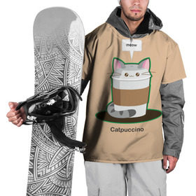 Накидка на куртку 3D с принтом Catpuccino , 100% полиэстер |  | capuccino | cat | catpuccino | meow | капуччино | кот | котпуччино | кофе | мяу | стакан