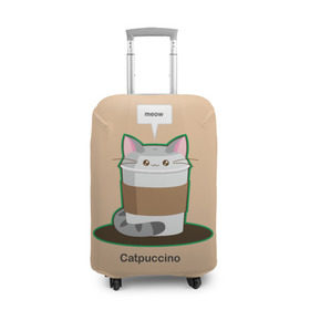 Чехол для чемодана 3D с принтом Catpuccino , 86% полиэфир, 14% спандекс | двустороннее нанесение принта, прорези для ручек и колес | capuccino | cat | catpuccino | meow | капуччино | кот | котпуччино | кофе | мяу | стакан