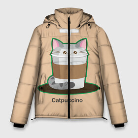 Мужская зимняя куртка 3D с принтом Catpuccino , верх — 100% полиэстер; подкладка — 100% полиэстер; утеплитель — 100% полиэстер | длина ниже бедра, свободный силуэт Оверсайз. Есть воротник-стойка, отстегивающийся капюшон и ветрозащитная планка. 

Боковые карманы с листочкой на кнопках и внутренний карман на молнии. | Тематика изображения на принте: capuccino | cat | catpuccino | meow | капуччино | кот | котпуччино | кофе | мяу | стакан