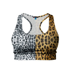 Женский спортивный топ 3D с принтом Леопард/Снежный Барс , 82% полиэстер, 18% спандекс Ткань безопасна для здоровья, позволяет коже дышать, не мнется и не растягивается |  | textures | барс | животное | леопард | пятна | снежный | текстура | чёрное с белым