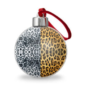 Ёлочный шар с принтом Леопард/Снежный Барс , Пластик | Диаметр: 77 мм | textures | барс | животное | леопард | пятна | снежный | текстура | чёрное с белым