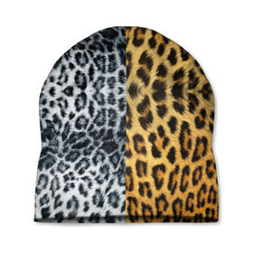 Шапка 3D с принтом Леопард/Снежный Барс , 100% полиэстер | универсальный размер, печать по всей поверхности изделия | textures | барс | животное | леопард | пятна | снежный | текстура | чёрное с белым