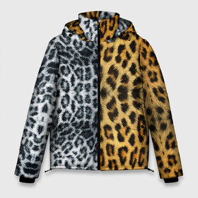 Мужская зимняя куртка 3D с принтом Леопард Снежный Барс , верх — 100% полиэстер; подкладка — 100% полиэстер; утеплитель — 100% полиэстер | длина ниже бедра, свободный силуэт Оверсайз. Есть воротник-стойка, отстегивающийся капюшон и ветрозащитная планка. 

Боковые карманы с листочкой на кнопках и внутренний карман на молнии. | textures | барс | животное | леопард | пятна | снежный | текстура | чёрное с белым